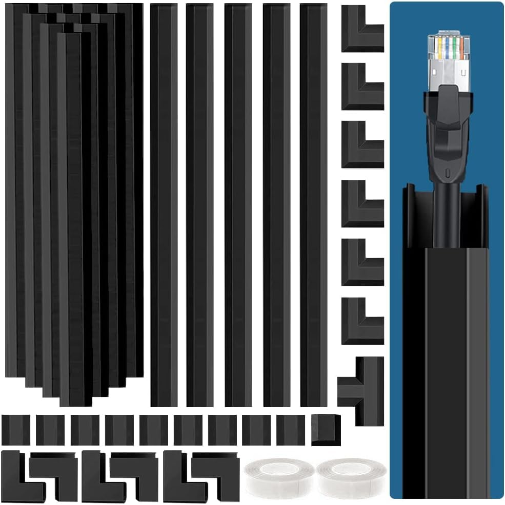 Lesimoll Wire Cover, Cable Cover, Wire Cord Hiding, Cable Mold, Electrical Cable Cover, Cable Protector, Cord Protector, Management Channel System