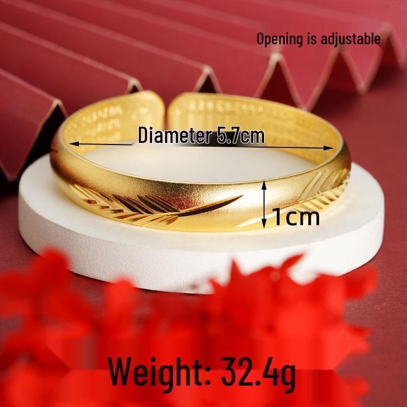 Vietnamesischer Sandschmuck Armreif mit Herzsutra: Langlebiges, sternförmiges Armband aus Messinglegierung für Damen.