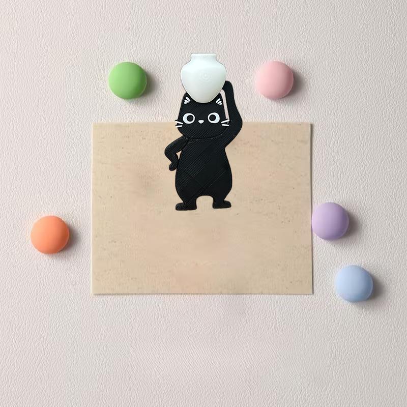 3D Printed Mini Vase Cat Design Fridge Magnet Cat Whisker Collector Ornaments Adhesive & Magnetic Home Office Decor Memorial Box