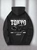 Men's Black Cotton Blend Loose Pullover Hoodie with Tokyo Drift Car& JDM License Plate Graphic Print Urban American Streetwear No