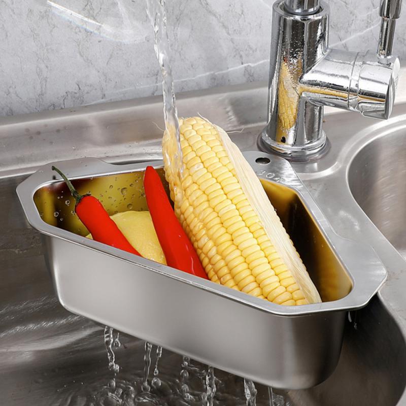 

Drain Basket Sufficient Materials Hollow Drain Multipurpose Nail Free Design Drain Rack Two-color Optional 304 Stainless Steel
