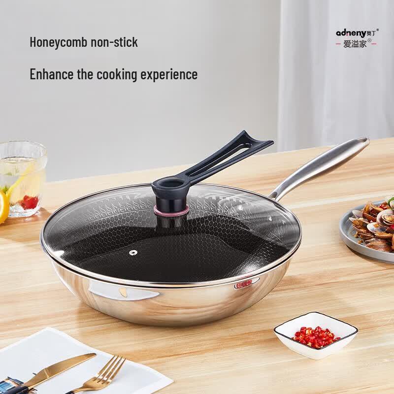 Adneny Odin 32cm Honeycomb Wok with Glass Lid