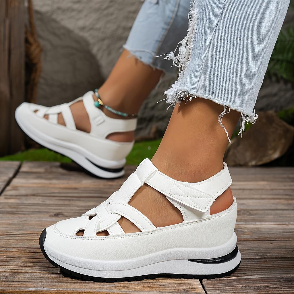 Fashion Women Platform Shoes Summer Casual Sandals Buckle Strap Rome Solid Hollow Wedges Plus Size Slippers Zapatos Para Mujer