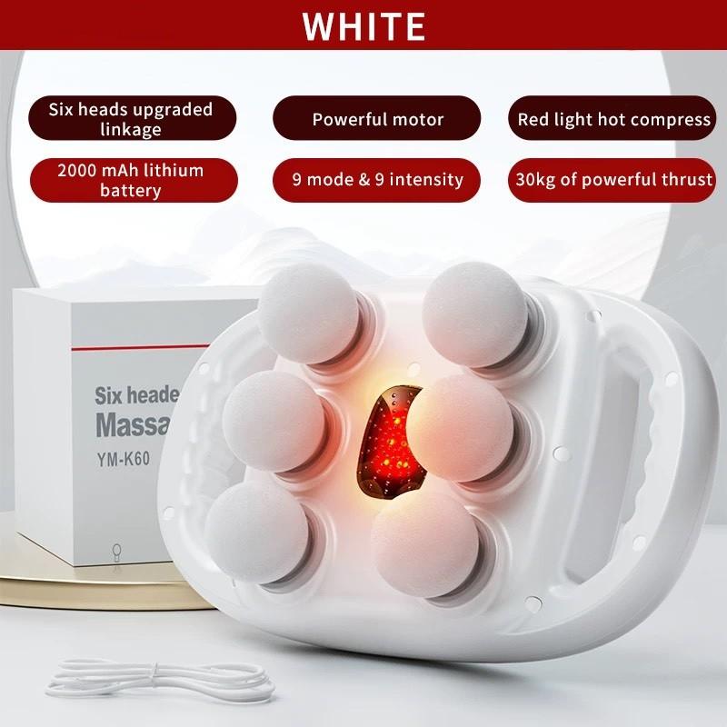 

Электрический массажный пистолет с 6 насадками, ручной перкуссионный массажер для глубоких тканей, высокочастотная вибрация, расслабление, машина для массажа тела 6 Heads - White