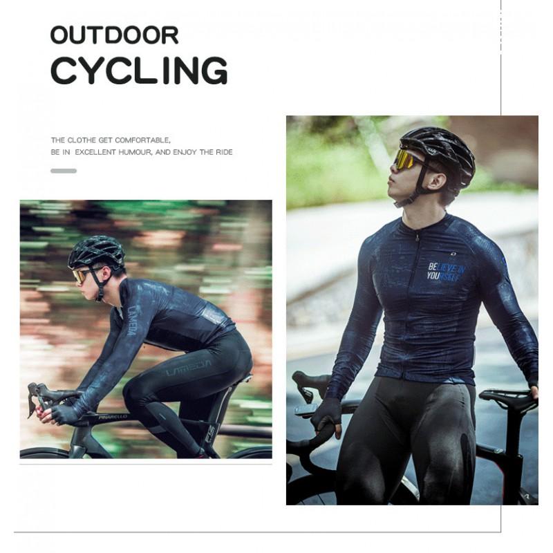 Mens Winter Thermal Cycling Jersey Long Sleeve Fleece Windproof Bike Top Road