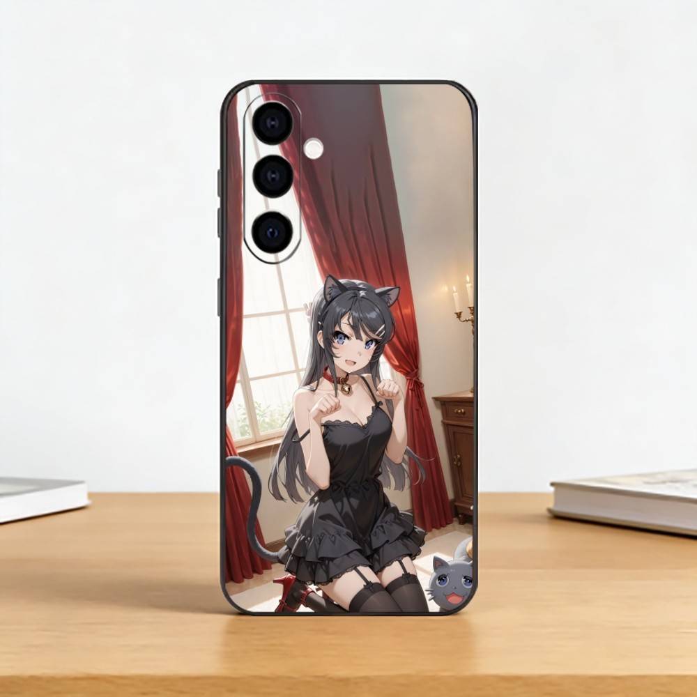 Anime Mai S-Sakurajima Phone Case Black Silicone Soft For Samsung Galaxy A73,A72,A71,A70,A53,A52,A51