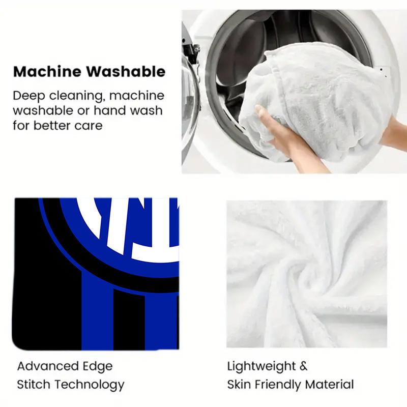 Coperta di Flanella con Motivo Piatto 2D Inter Milan Alta Qualità Per Tutte le Stagioni Calore e Comfort Perfetta per Regali di Natale.