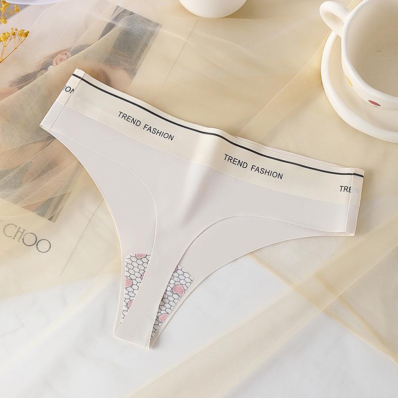 Plus Size Seamless Low-Rise Ice Silk Thong: Sexy, Antibacterial, Cotton Crotch Women's Underwear