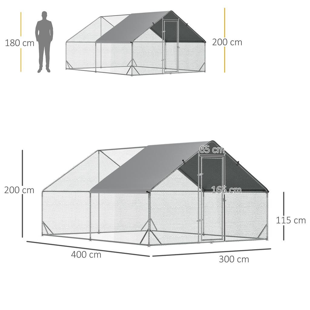 Chicken Coop, Free-Range Enclosure, Poultry House with Shade Roof, Free-Range Pen for 4-6 Chickens, Ducks, Rabbits, 3 X 2 X 2 M