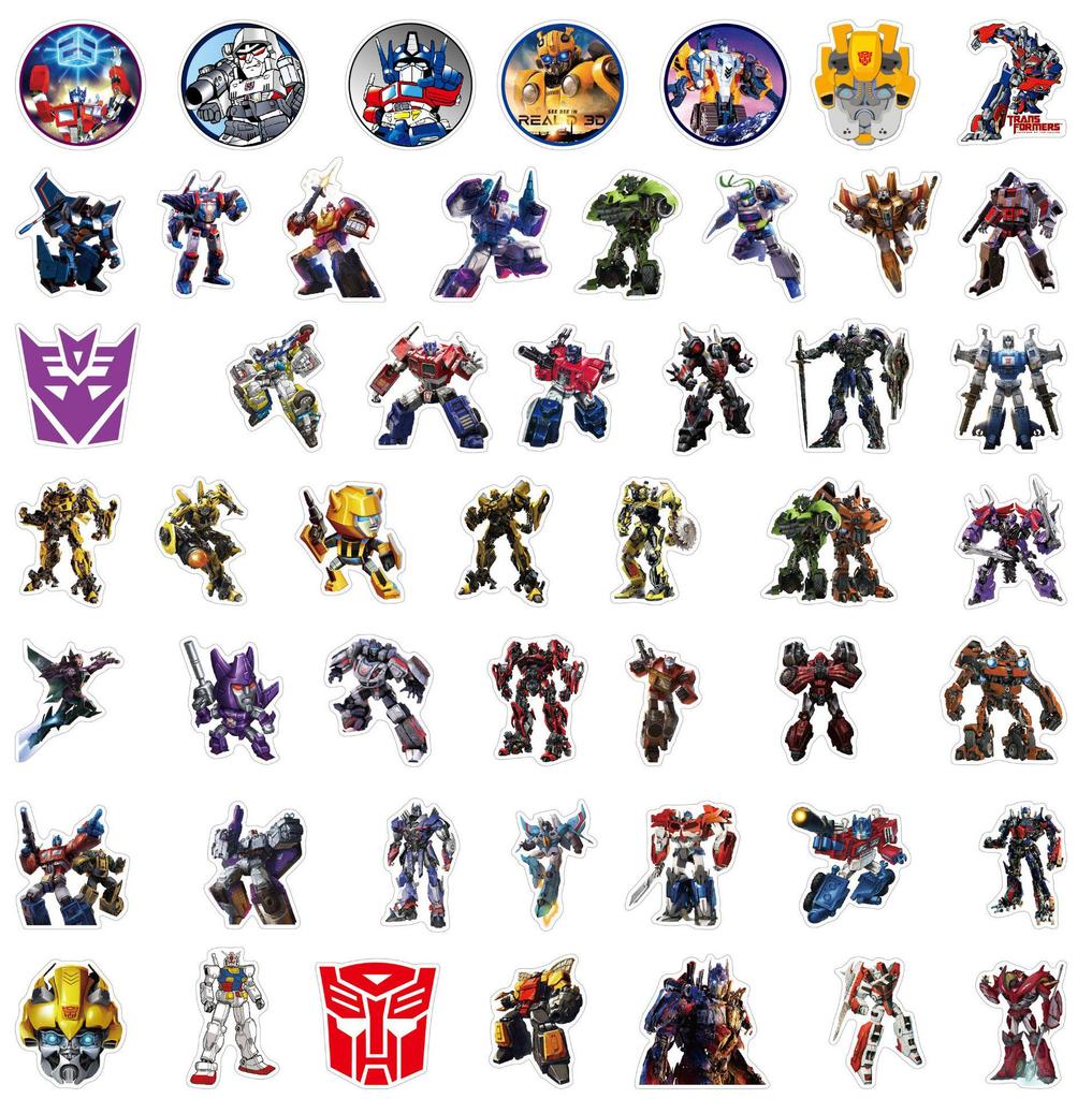 50 Waterproof PVC Transformer Stickers for DIY, Students, Cups & Refrigerators