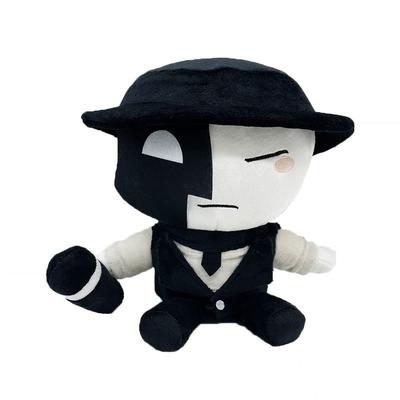 Die Of Death Artful Plush Doll Game Peripheral Black White Stuffed Toy With Hat Microphone For Game Fans Kids Collection Gift