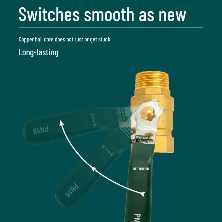 Adjustable Copper Ball Valve for Water Pipes, 2 to 6-Minute Flow Control, 4-Point Threaded Tap