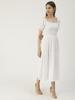 Moomaya Robe d'été en viscose rayonne imprimée, robe longue à smocks à col carré