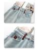 Women's Light Blue Fleece-Lined Jeans, Autumn/Winter 2024, Convertible Narrow/Wide-Leg, Retro Loose, High-Waisted, Straight-Leg Pants