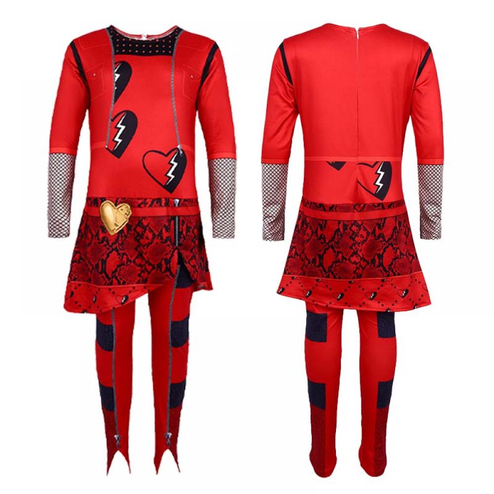 Red Punk Rock Cosplay Costume Movie Anime Inspired Outfit With Jacket Top Pants Halloween Theme Party Birthday Carnival Costumes