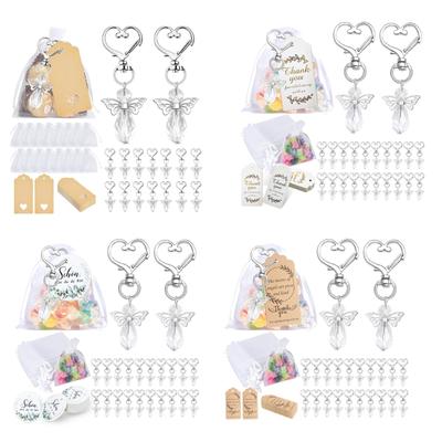 30 Stück Engelsflügel Anhänger Schlüsselanhänger Dekorative Schlüsselhalter mit Kordelzug Gazebeutel und Etiketten für Babypartys Hochzeit