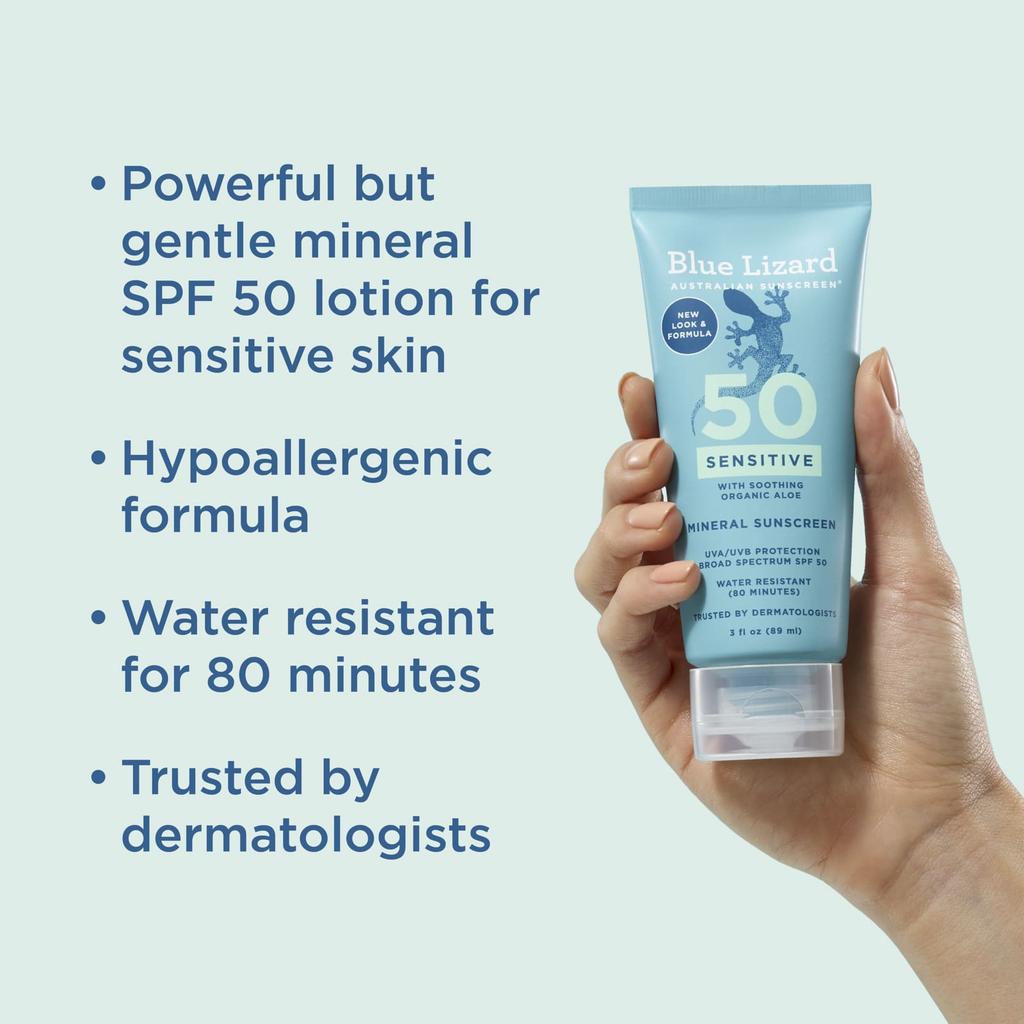 Blue Lizard Australian Sunscreen Sensitive Mineral Sunscreen, SPF 50, 89 Ml (3 Fl Oz)