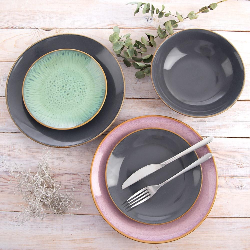 Talerz Obiadowy Duży Głęboki na Zupę Dania Ceramiczny Szary 20,5 cm 900 ml