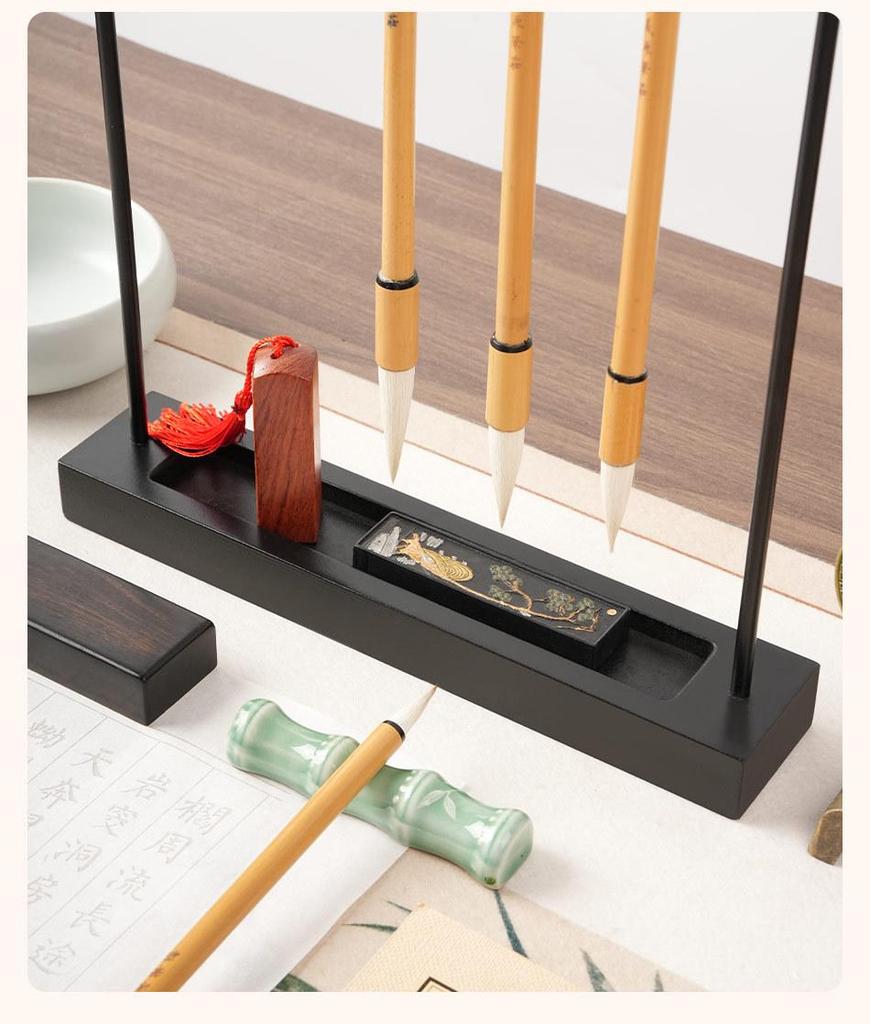 Auspicious Cloud Chinese Pen & Brush Holder – Wrought Iron Stand & Storage Rack