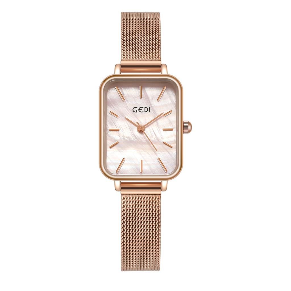 Small Square Plate Simple Temperament Ultra-Thin Quartz Stainless Steel Waterproof Mesh Belt Women'S Student Watch