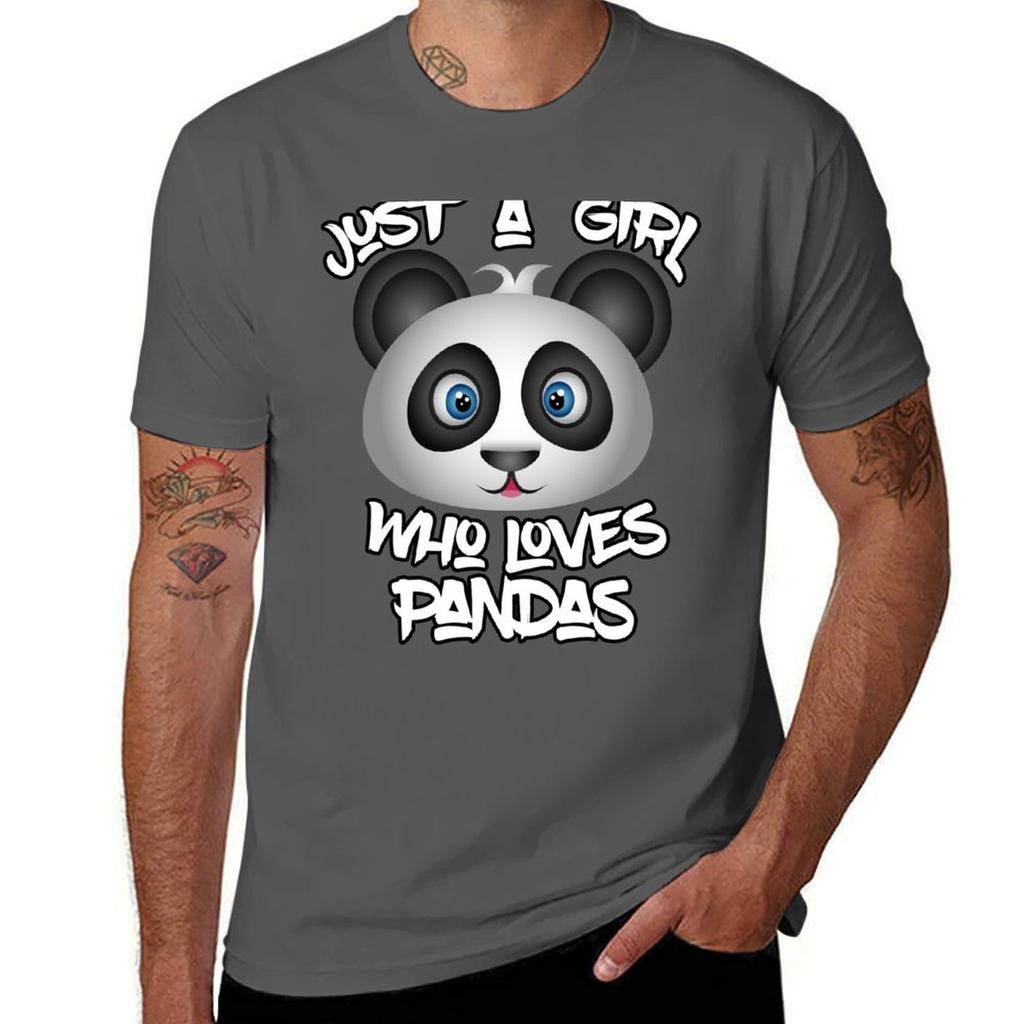 Only a girl who loves panda  Panda Bear TShirt Large Size Short Sleeve TShirt