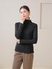 Women's Autumn/Winter Slim-Fit Ruffled Fleece Turtleneck Top - Long-Sleeve Solid Color