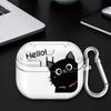 Case For Samsung Galaxy Buds 2 Live 4 Pro 2Pro 3Pro 3 FE 4Pro Clear Earphone Cases Cover With Hook Hello Cute Cat