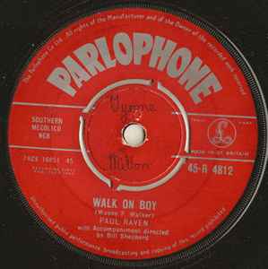 7inch Record PAUL RAVEN - Walk On Boy 45R4812 Parlophone 1961 UK Rock Used