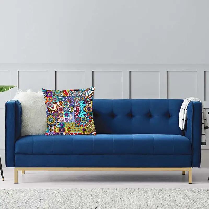 Colorful Pattern Throw Pillowcase Living Room Decorative African Ethnic Geometric Floral Cushion Cover