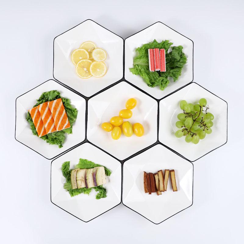 Hexagonal Celebrity Diamond Platter: Underglaze Ceramic Tableware Set