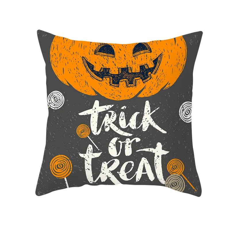 Halloween Horror Kürbis Fledermaus Druckmuster Kissenbezug Zuhause Wohnzimmer Sofa Dekoration Polyester Reißverschluss Kissen