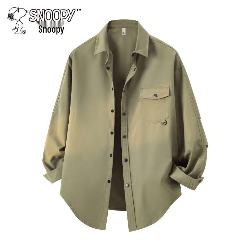 Snoopy Men's Solid Color Loose Fit Long Sleeve Shirt Jacket