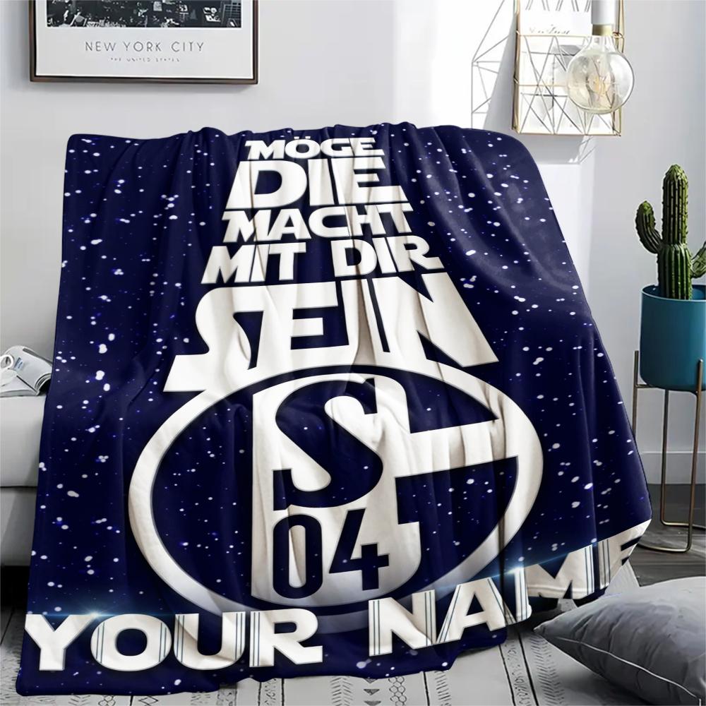 1pz Coperta in Flanella Personalizzata con Nome e Motivo FC Schalke 04 Adatta a Tutte le Stagioni per Arredamento Casa Calore e Comfort Regali Regalo Festivo_xia