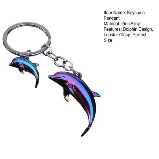 Keychain Pendant Zinc Alloy Dolphin Design Key Chain Easy To Hang Electroplated Metal Key Ring Backpack Car Accessory