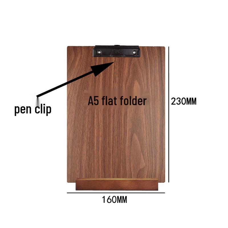 Jundingying A4 Wood Grain Horizontal Desktop Display Stand with Pen Holder, 5-Pack