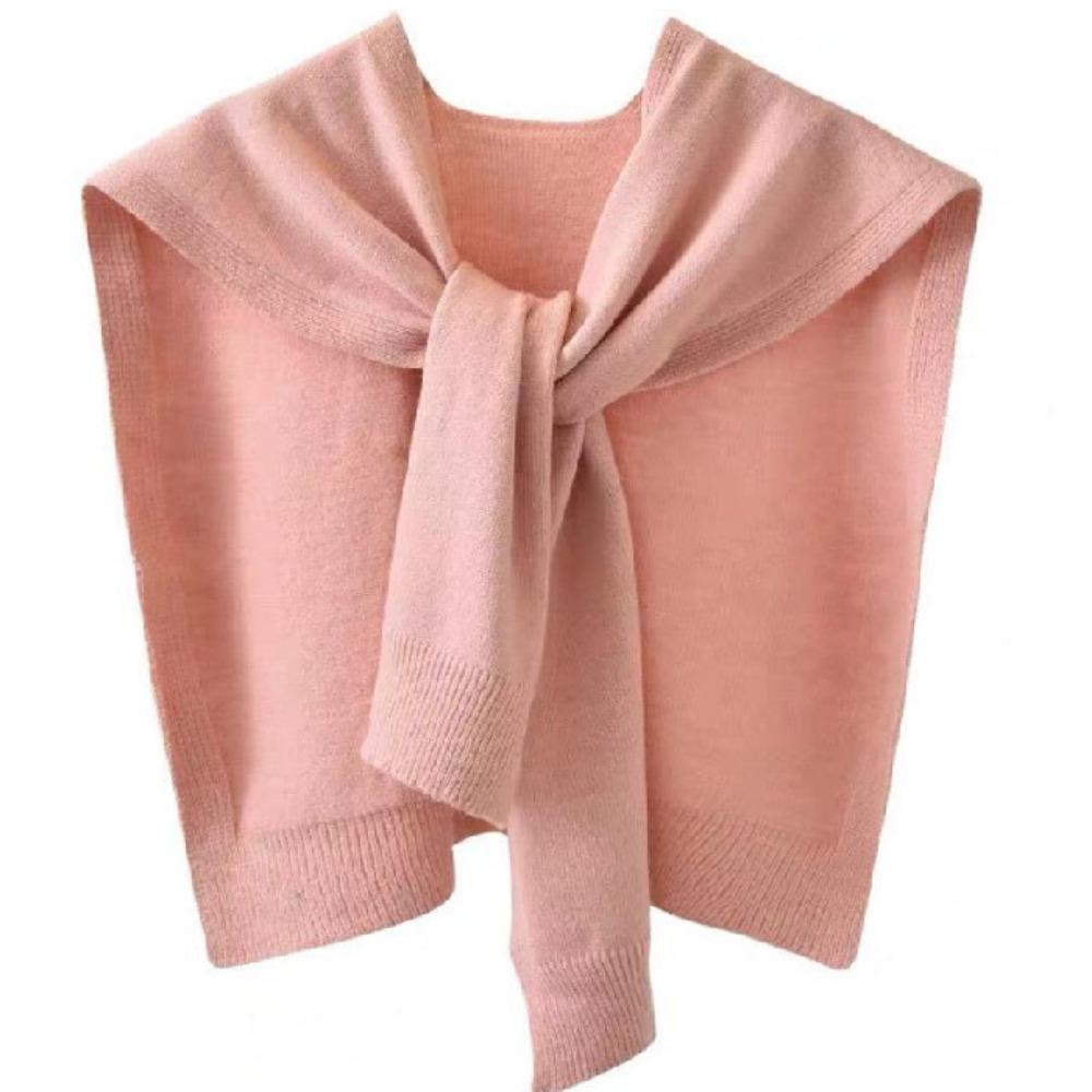 Cape Knitted Shawl Solid Color Wool Scarves Elegant Knit Scarf  Female