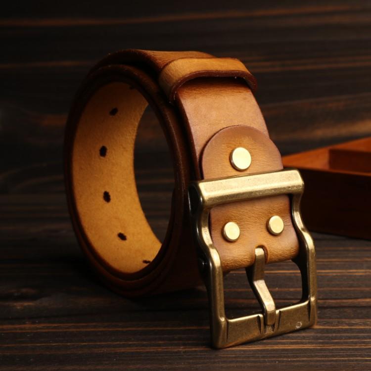 Handmade Fc Buckle Belt Men'S Brass Day Buckle Casual Retro Belt Ami Kaji Denim Belt