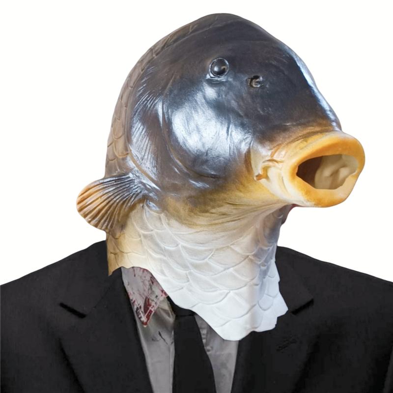Realistic Latex Fish Masks for Adults Animal Head Mask Halloween Costume Headwear Props Masquerade Party Dress Up Decors