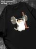 Gym Kitten Black T‑shirt Mens Tshirt Womens Tshirts with Letters Print Short Sleeves T-Shirt Casual Street Tee Shirt Top