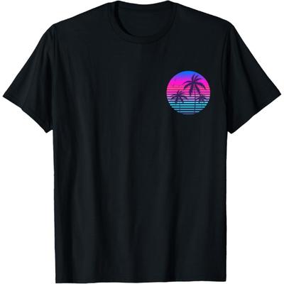 Sunset Cool Summer Vacation Men Women Beach Palm Tree T-Shirt