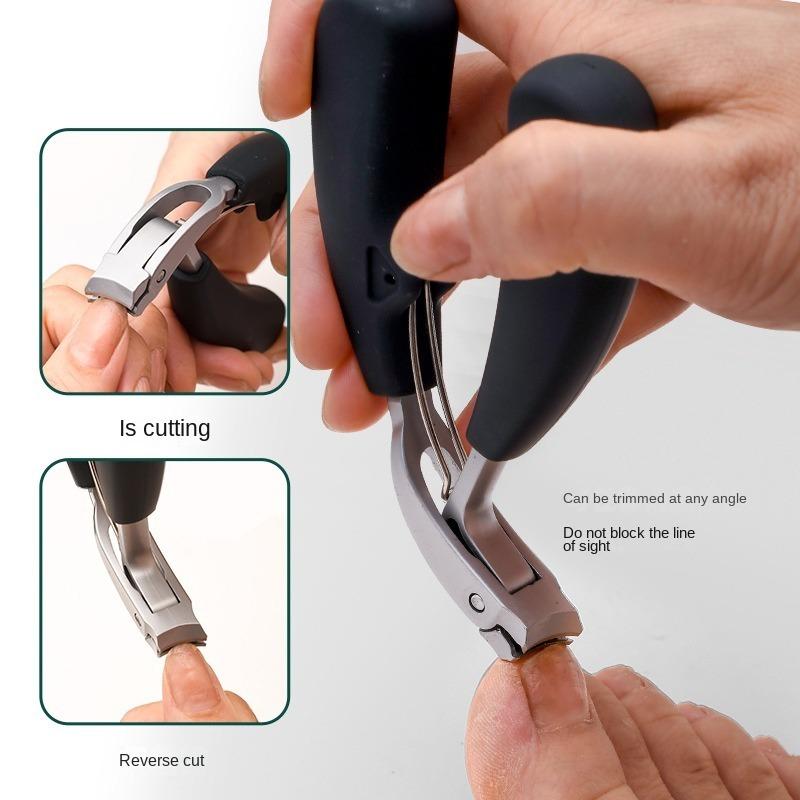 Curved Nail Clippers with Large Opening Three Times Anti-splash Storage Nail Clippers for the Elderly Thick Toenails Heavy Duty