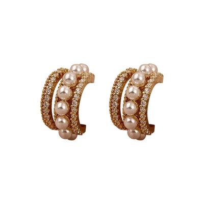 Pendientes de circonita con perla de aguja para mujer, de alta calidad y modernos, con diseño de bosque, accesorios para las orejas.