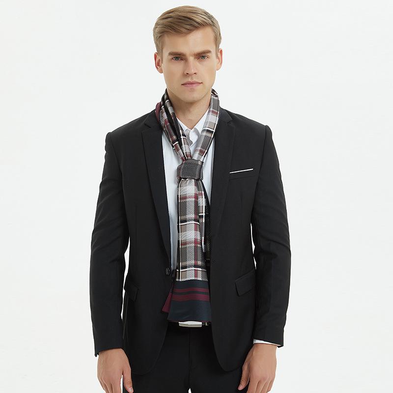 Business Men's Silk Scarf Suit with Silk Double-sided Scarf Winter New Long Scarf Gift Box
