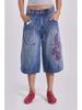 Y2K Embroidery Design Loose Floor-Length Unisex Jeans