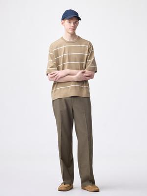 Wide Straight Slacks+ec  79.5 Cm Long 