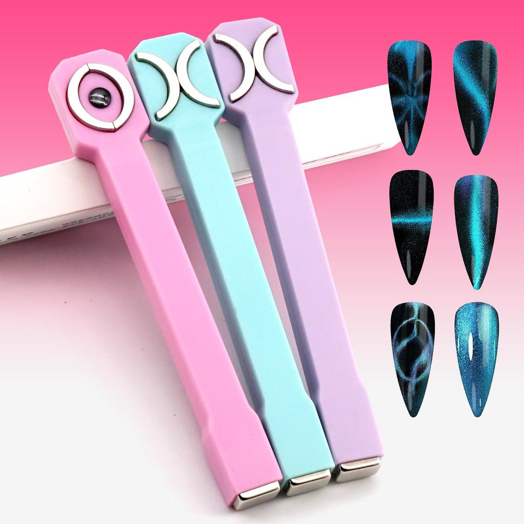 Nail Art Magnetic Stick Wand Pen Set for 3D Cat Eye Gel Painting Nails Art Magnet Wand UV Gel Polish Magic Manicure Tools