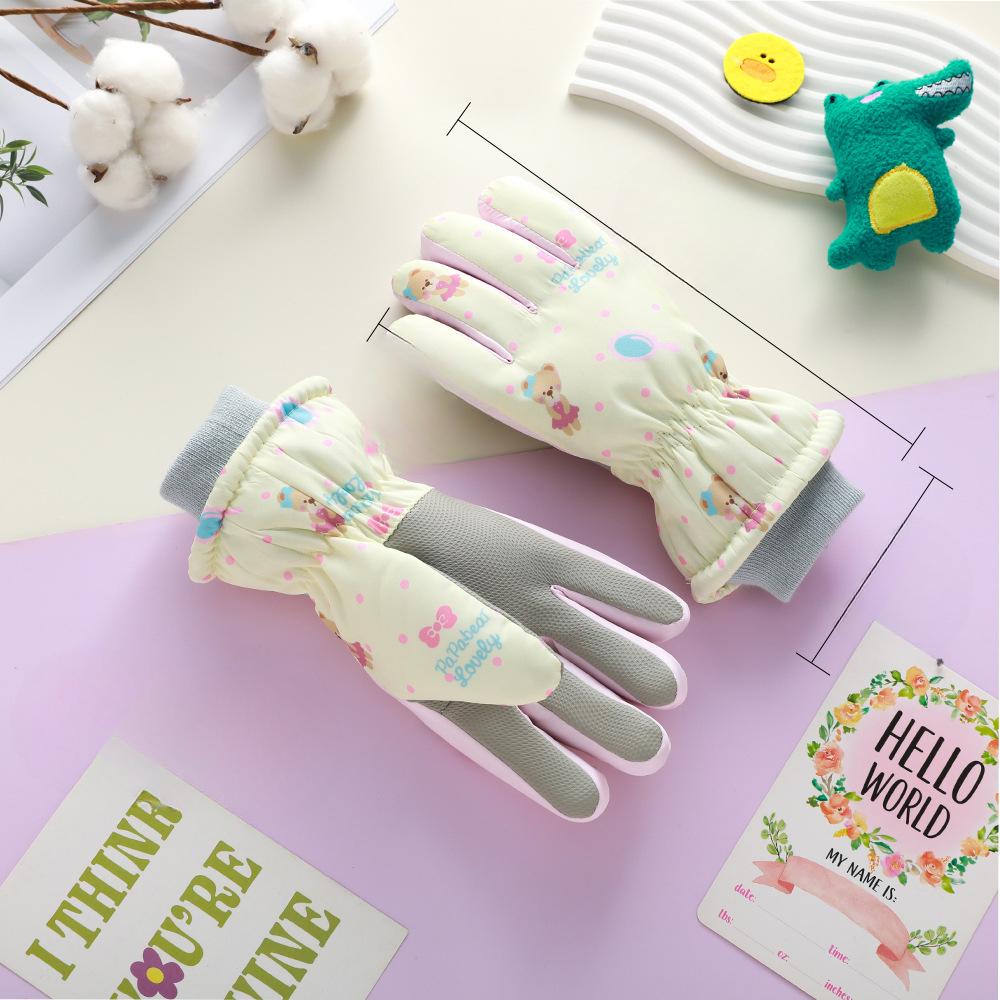 Children's Ski Gloves for Winter Boys Cycling Girls Outdoor Plus Velvet Thickened Water Splashing Windproof Cold Resistant Gloves