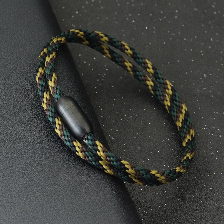 

Minimalist Men Bracelet High Quality Stainless Steel Magnet Buckle Double Layer Macrame Braslet Outdoor Camping Nautical Braclet