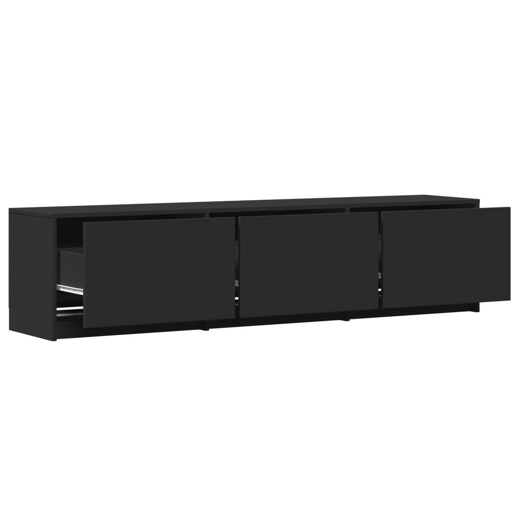 TV Stand with LED Lighting Black 165 X 34 X 40 Cm Engineered Wood