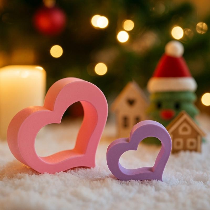 3Pcs Hollowed Heart Silicone Molds Multifunctional Silicone Candle Mould For Handmade Candle Soap and Resin Casting